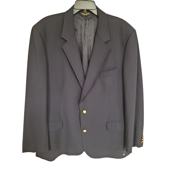 Brooks Brothers Brooksease Navy Blue Blazer Jacket Mens 46L Gold Buttons - Picture 1 of 6